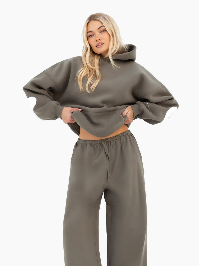 Maya Wide Leg Trousers - Safari Green