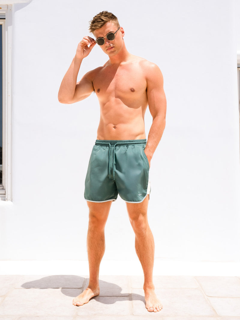 Panel Swim Shorts - Teal Green
