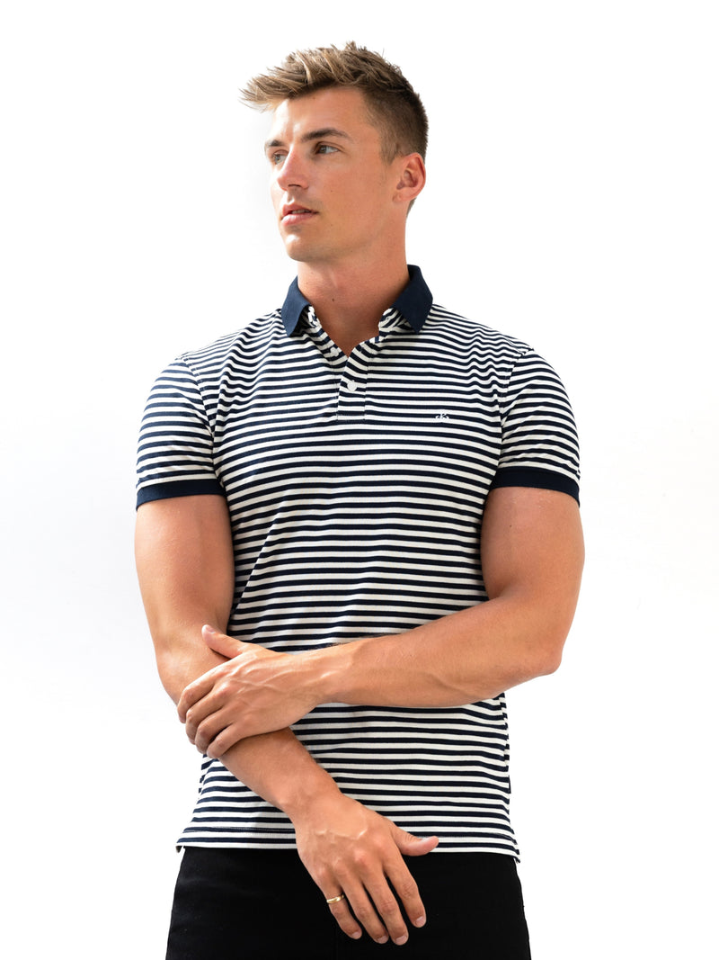 Stripe Polo Shirt - Navy