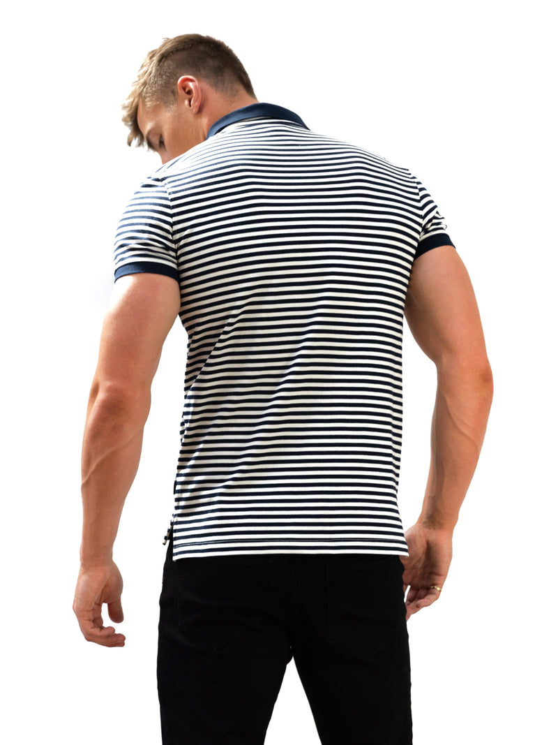 Stripe Polo Shirt - Navy