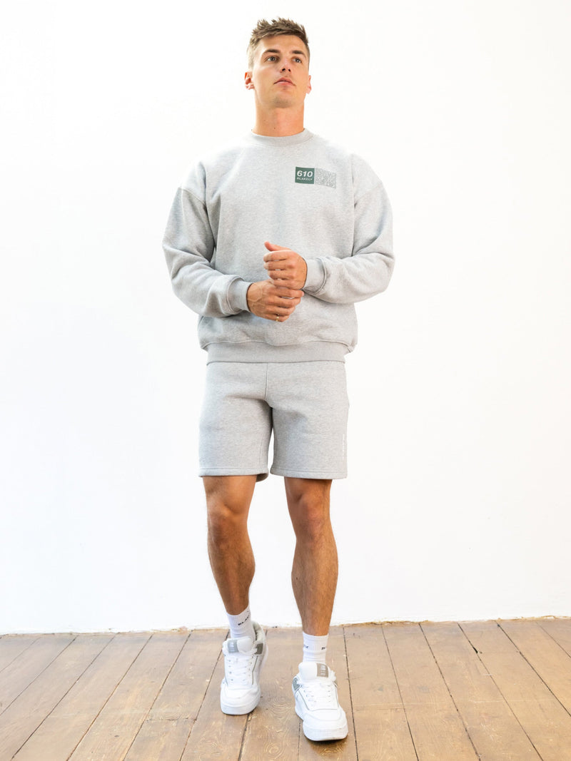 Italic Linear Relaxed Jogger Shorts - Marl Grey