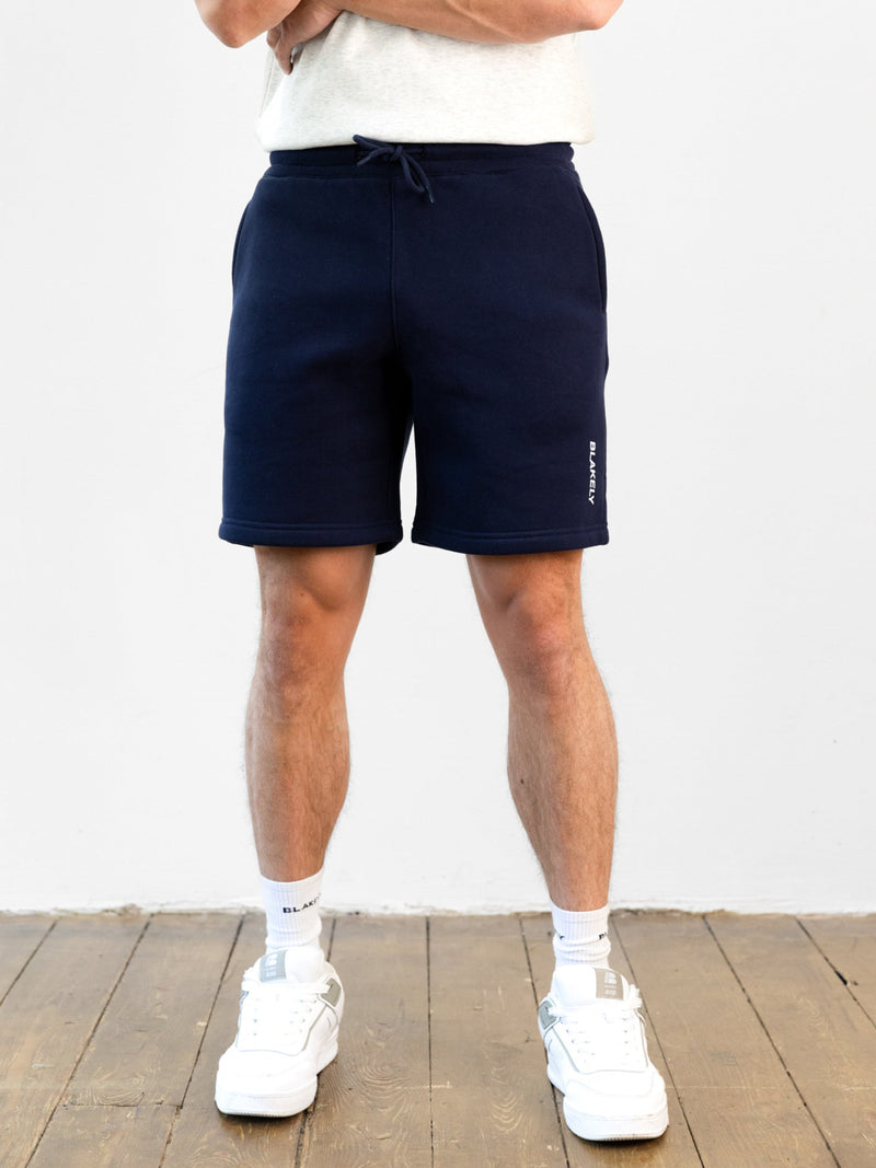 Italic Linear Relaxed Jogger Shorts - Navy
