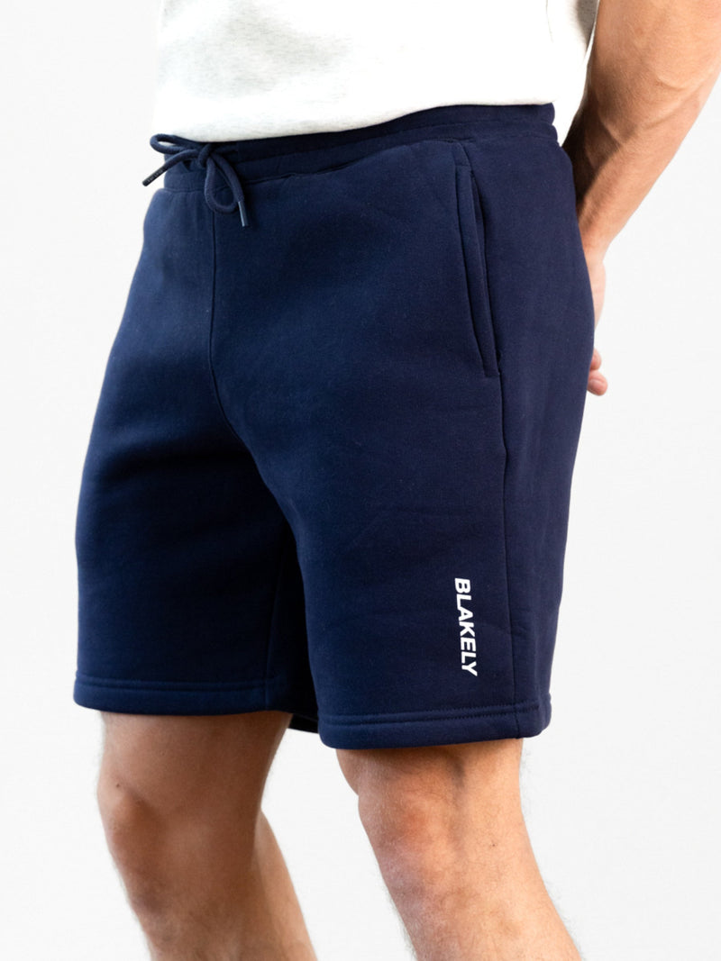 Italic Linear Relaxed Jogger Shorts - Navy