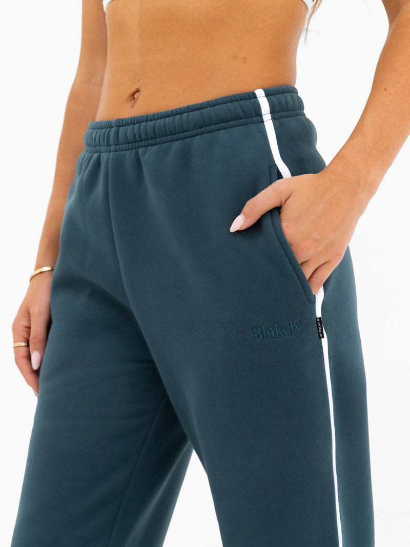 Jada Wide Leg Sweatpants - Teal Green