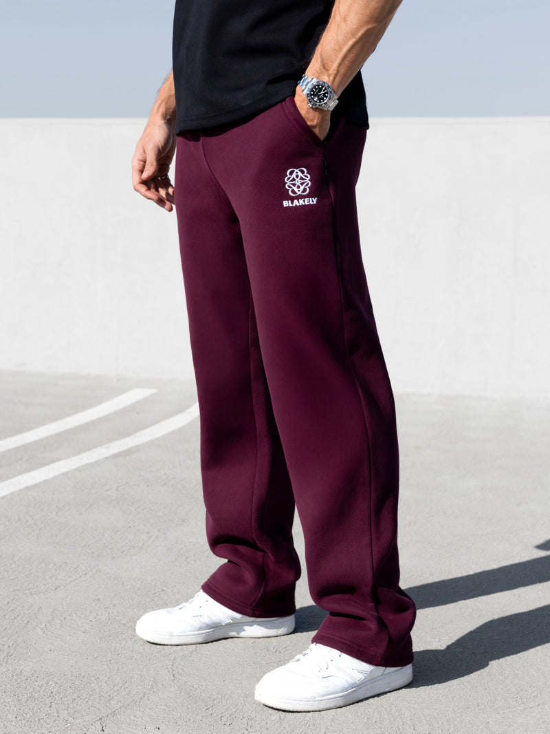 Mateo Wide Leg Sweatpants - Deep Burgundy