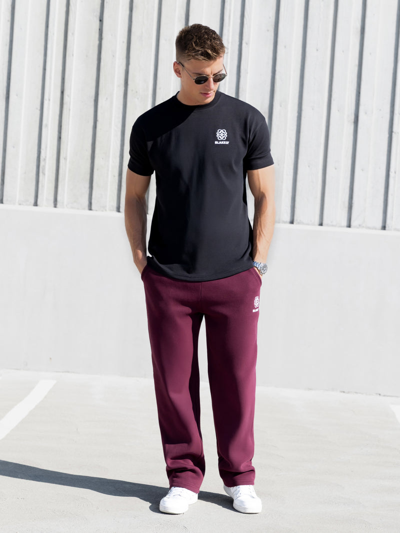 Mateo Wide Leg Sweatpants - Deep Burgundy