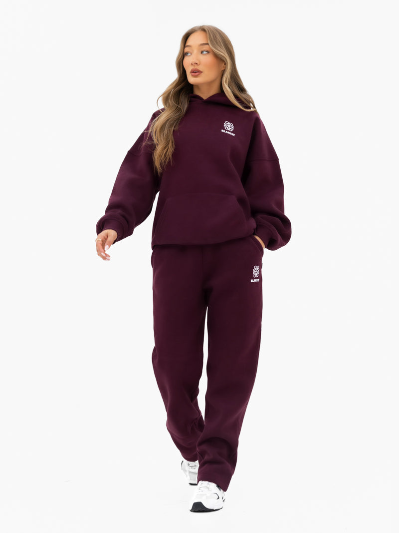 Iris Wide Leg Sweatpants - Deep Burgundy