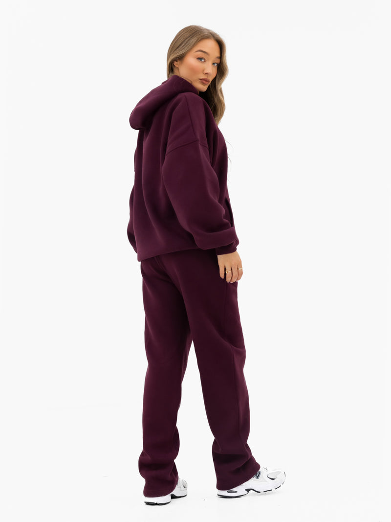Iris Wide Leg Sweatpants - Deep Burgundy