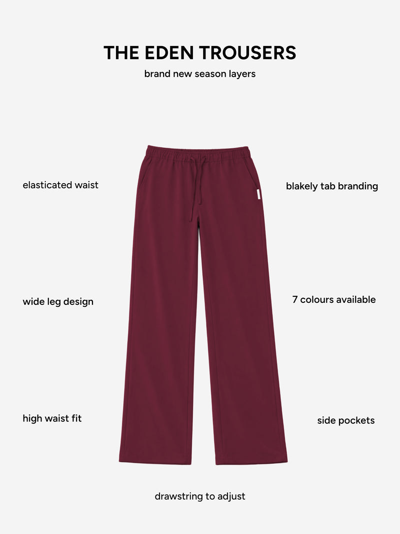 Eden Elasticated Trousers - Burgundy