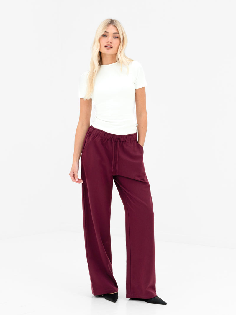 Eden Elasticated Trousers - Burgundy