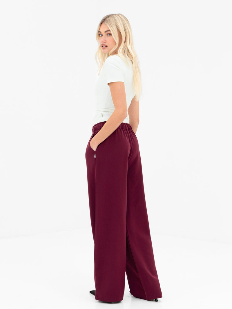 Eden Elasticated Trousers - Burgundy