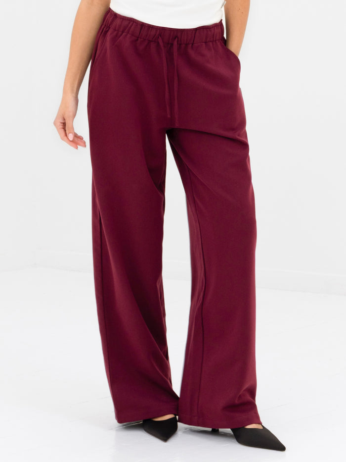 Eden Elasticated Trousers - Light Burgundy