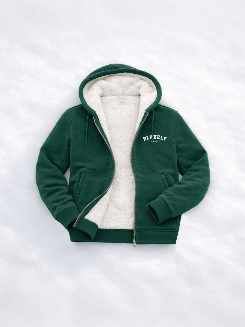 Heritage Oversized Full Zip Hoodie - Pine Green