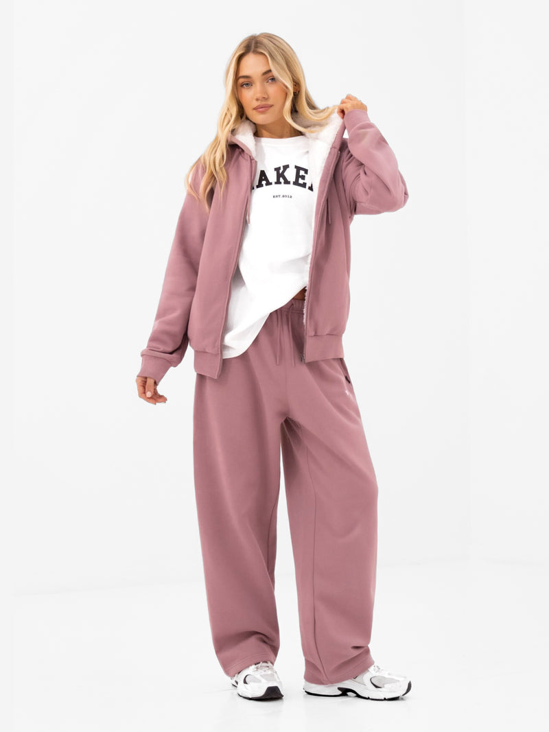 Heritage Oversized Full Zip Hoodie - Dusty Pink