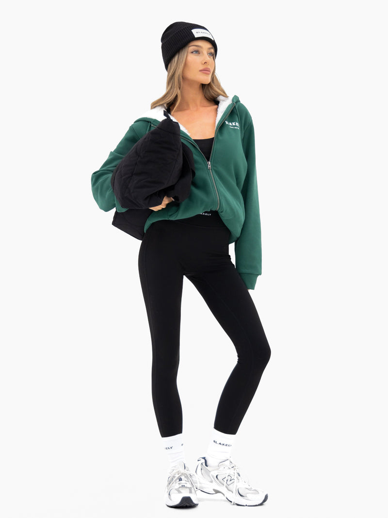 Heritage Oversized Full Zip Hoodie - Pine Green