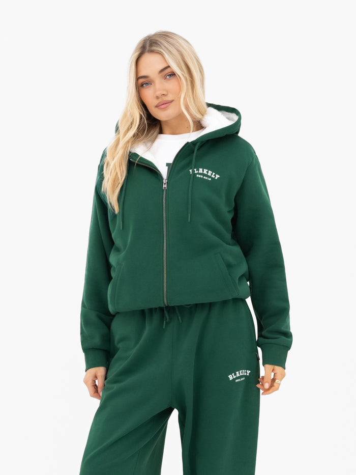 Heritage Oversized Full Zip Hoodie - Pine Green