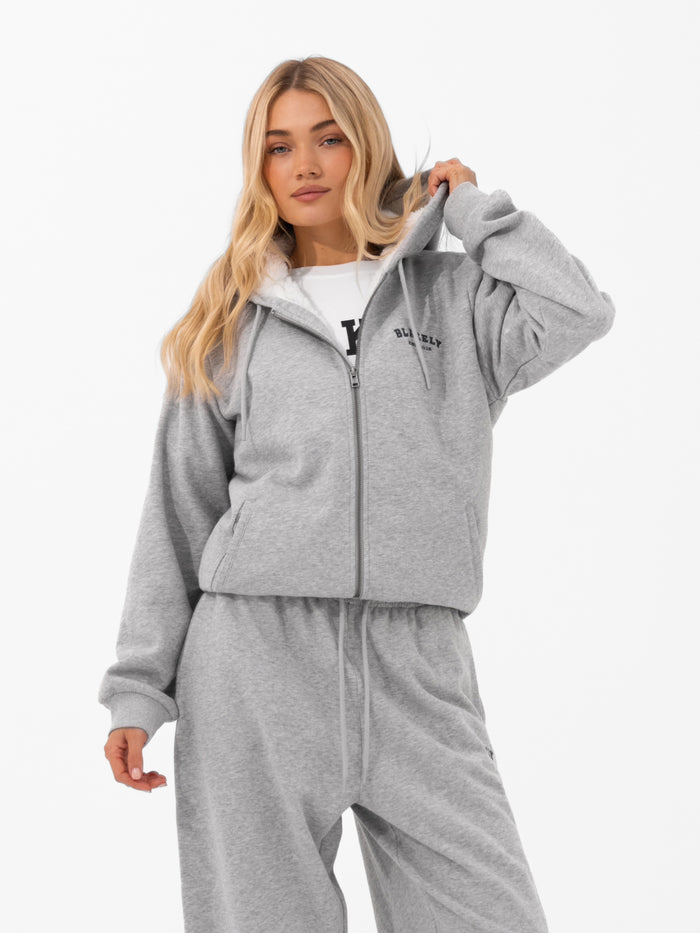 Heritage Oversized Full Zip Hoodie - Marl Grey