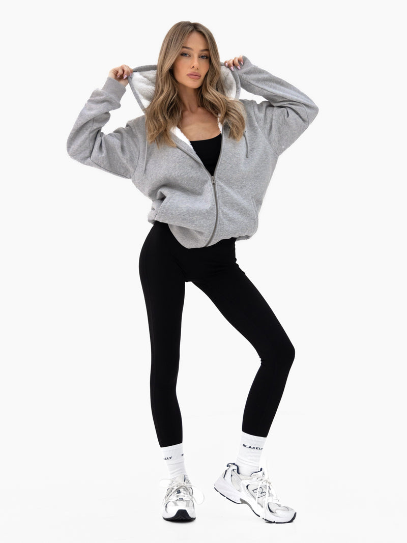 Heritage Oversized Full Zip Hoodie - Marl Grey