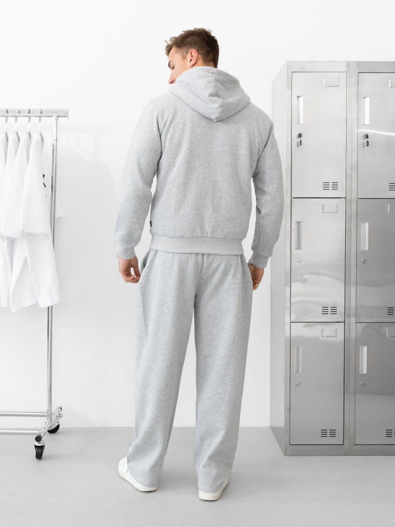 Heritage Relaxed Full Zip Hoodie - Marl Grey