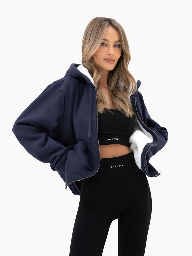 Heritage Oversized Full Zip Hoodie - True Navy