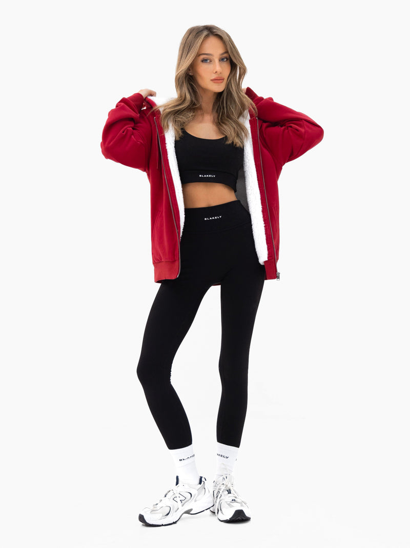 Heritage Oversized Full Zip Hoodie - Red