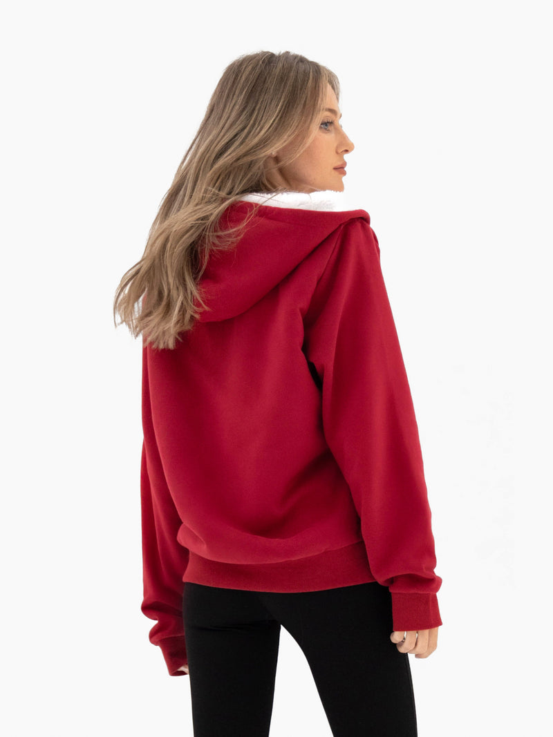 Heritage Oversized Full Zip Hoodie - Red