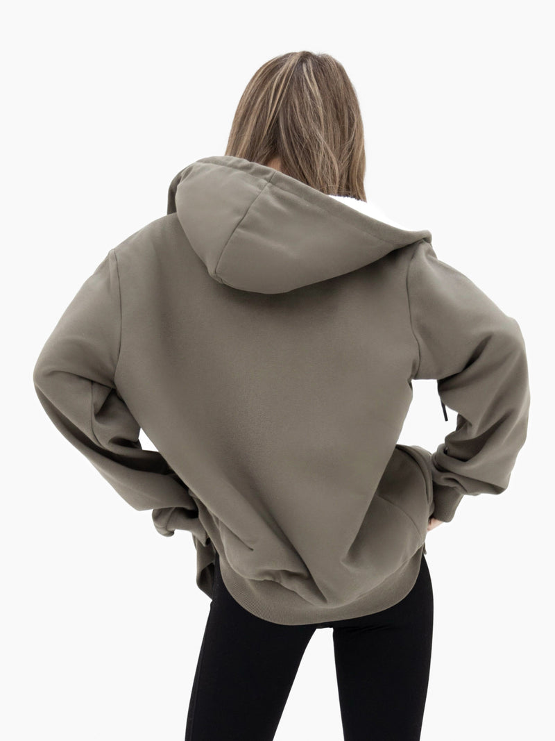 Heritage Oversized Full Zip Hoodie - Safari Green