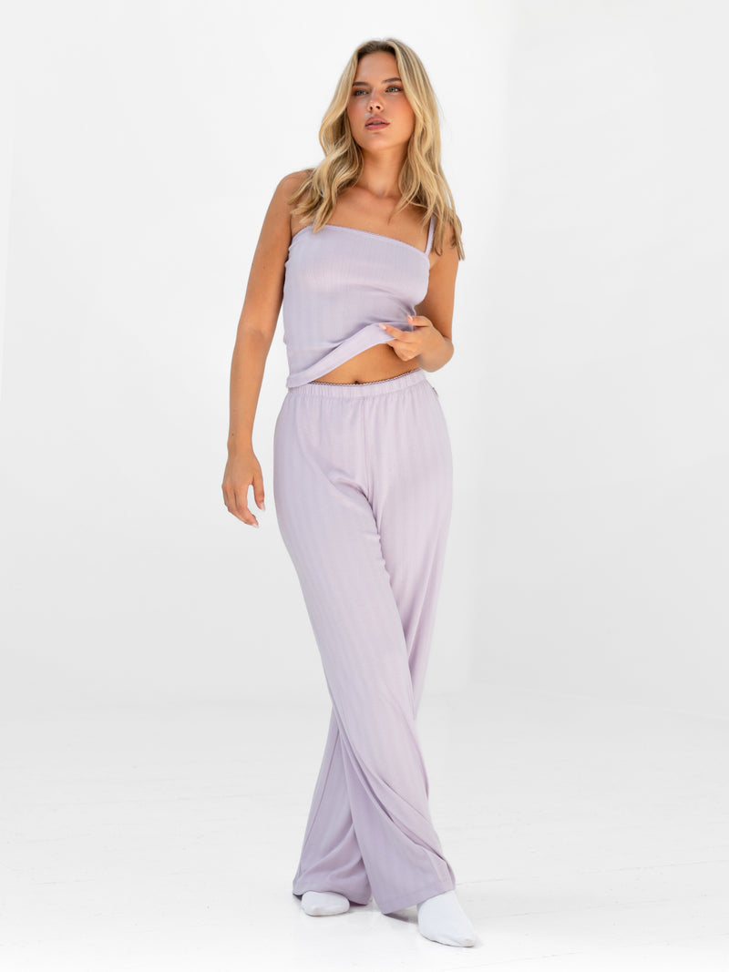 Aria Pointelle Trousers - Pastel Purple