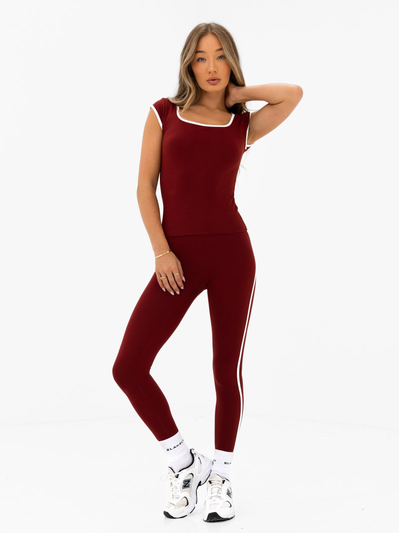 Ines Active Top - Maroon Red