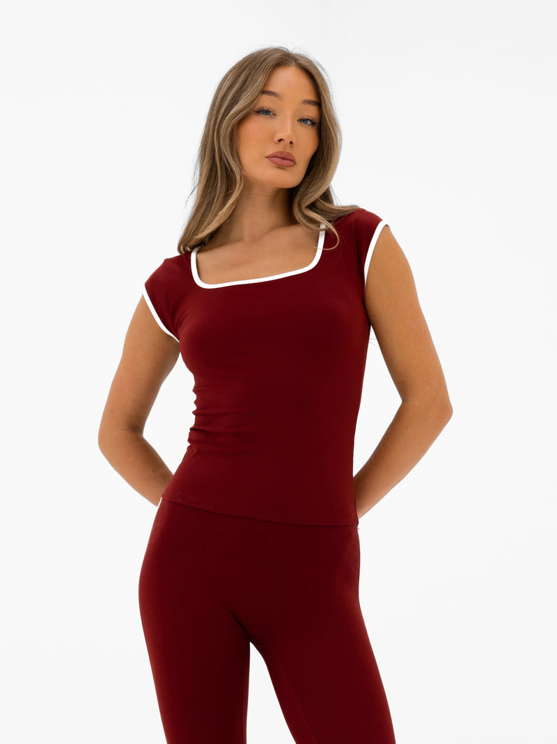 Ines Active Top - Maroon Red