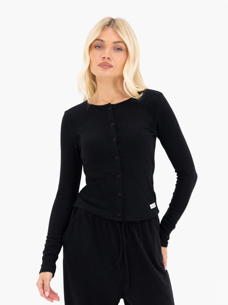 Ebony Button Up Cardigan - Black