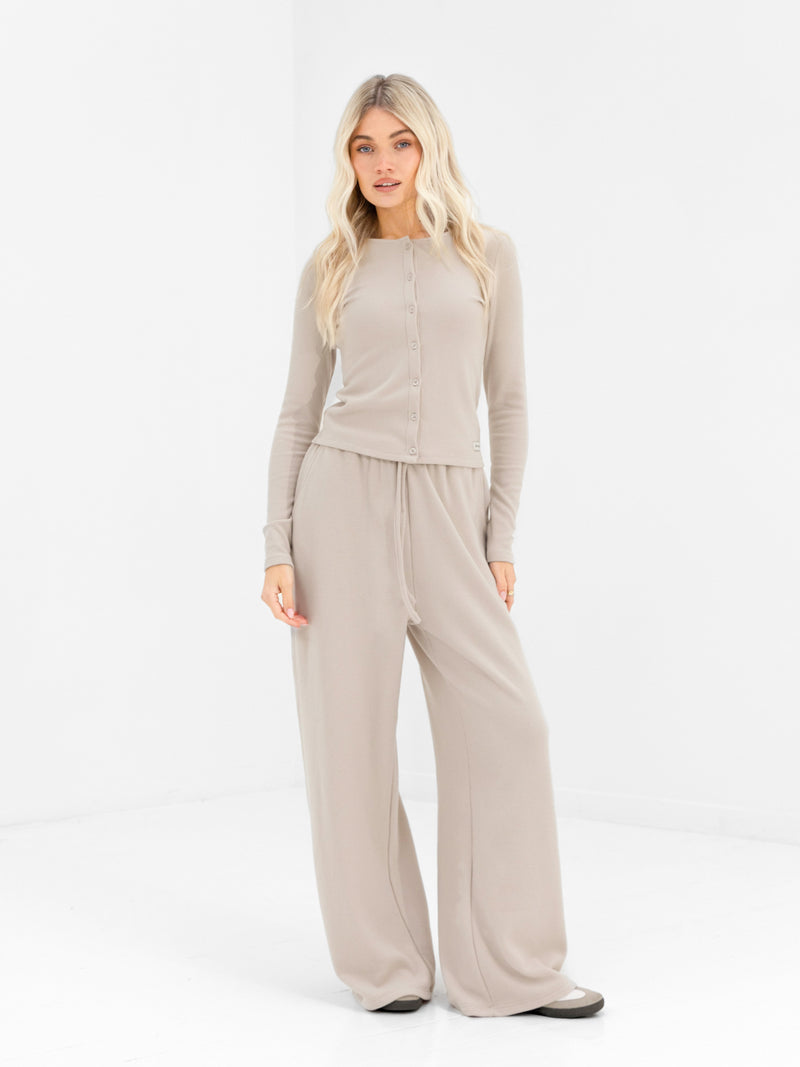 Ebony Button Up Cardigan - Light Stone