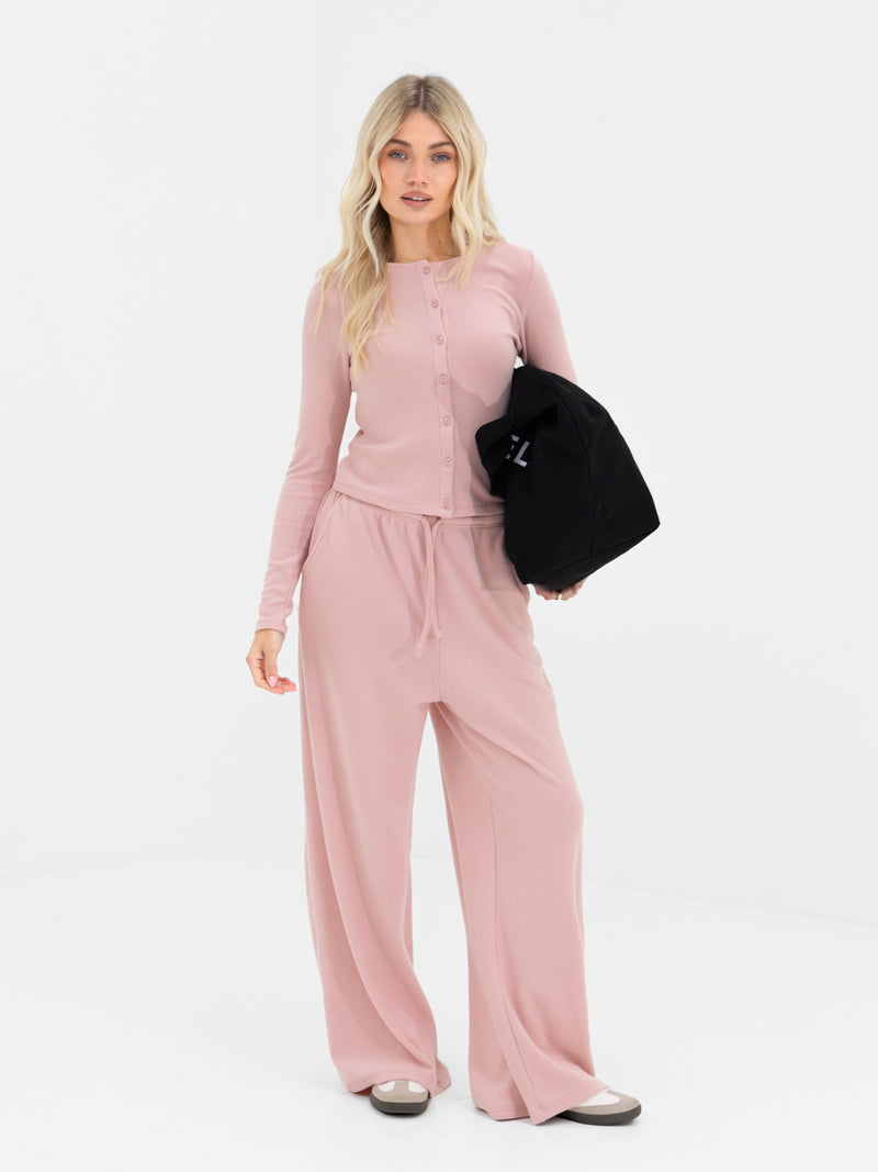 Ebony Button Up Cardigan - Soft Rose