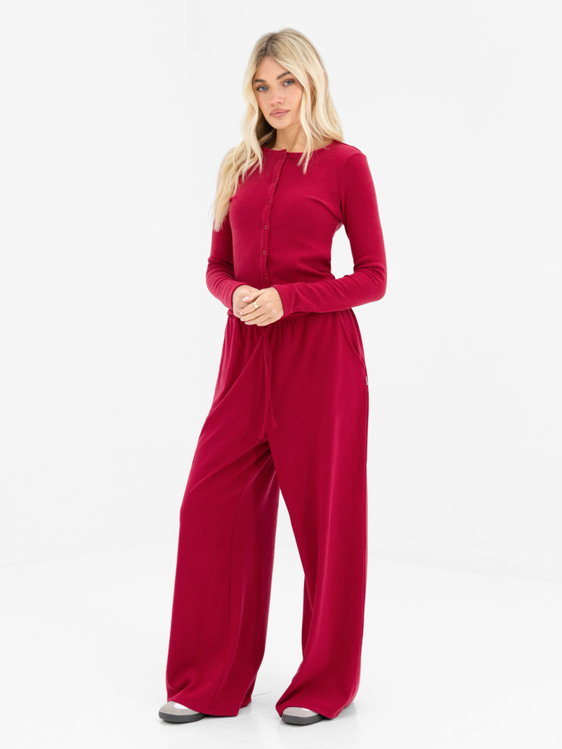 Ebony Button Up Cardigan - Deep Raspberry