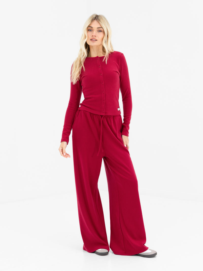 Ebony Button Up Cardigan - Deep Raspberry