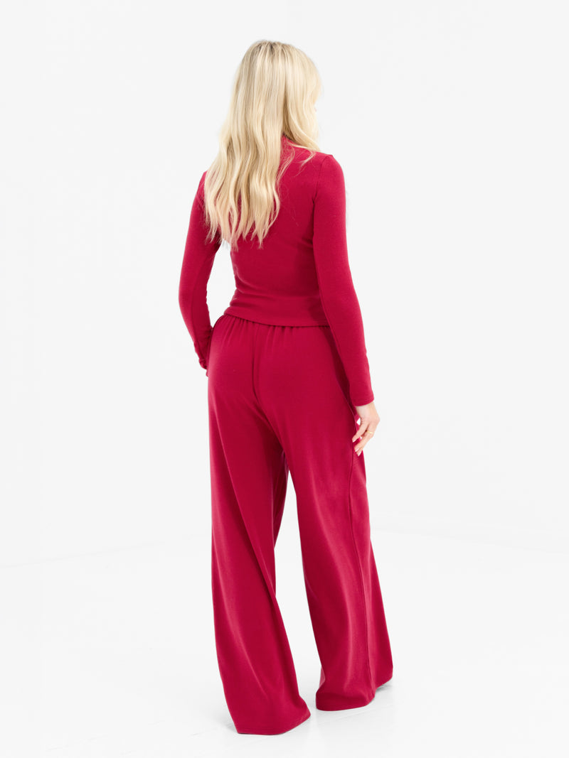 Ebony Button Up Cardigan - Deep Raspberry