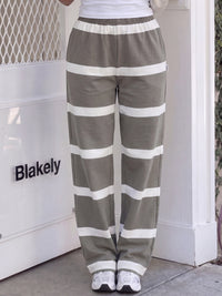 Tilly Striped Trousers - Safari Green
