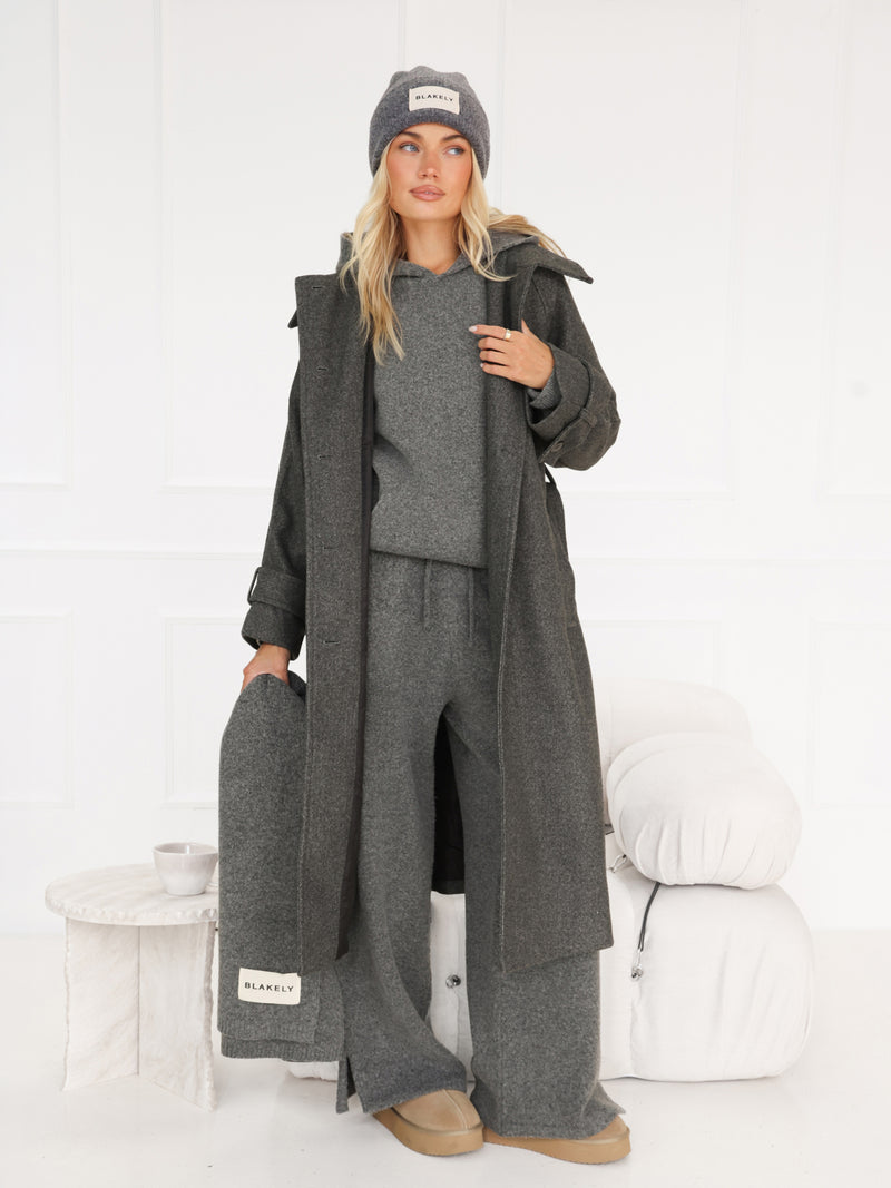 Madalyn Longline Coat - Charcoal