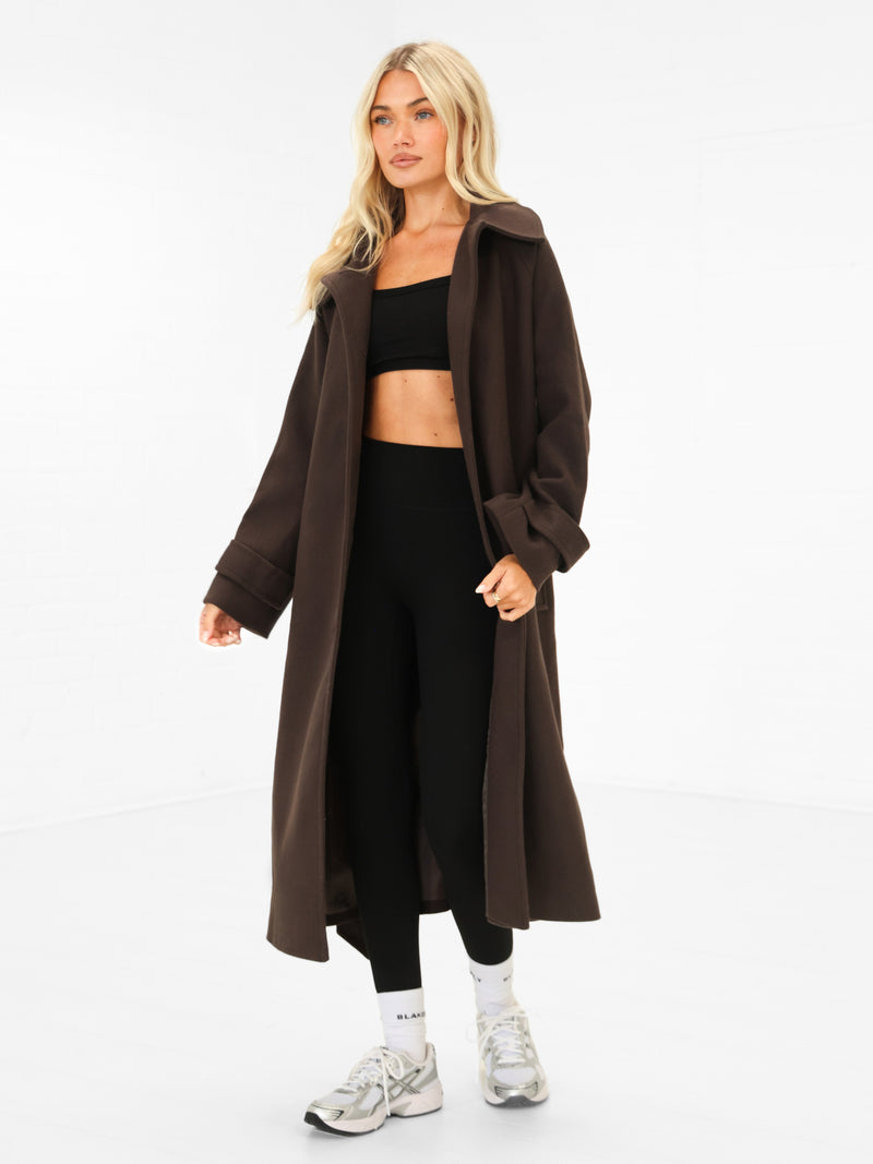 Madalyn Longline Coat - Dark Brown