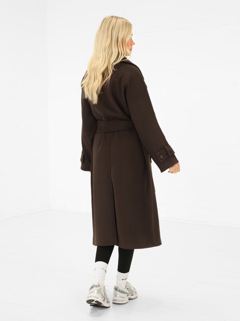 Madalyn Longline Coat - Dark Brown