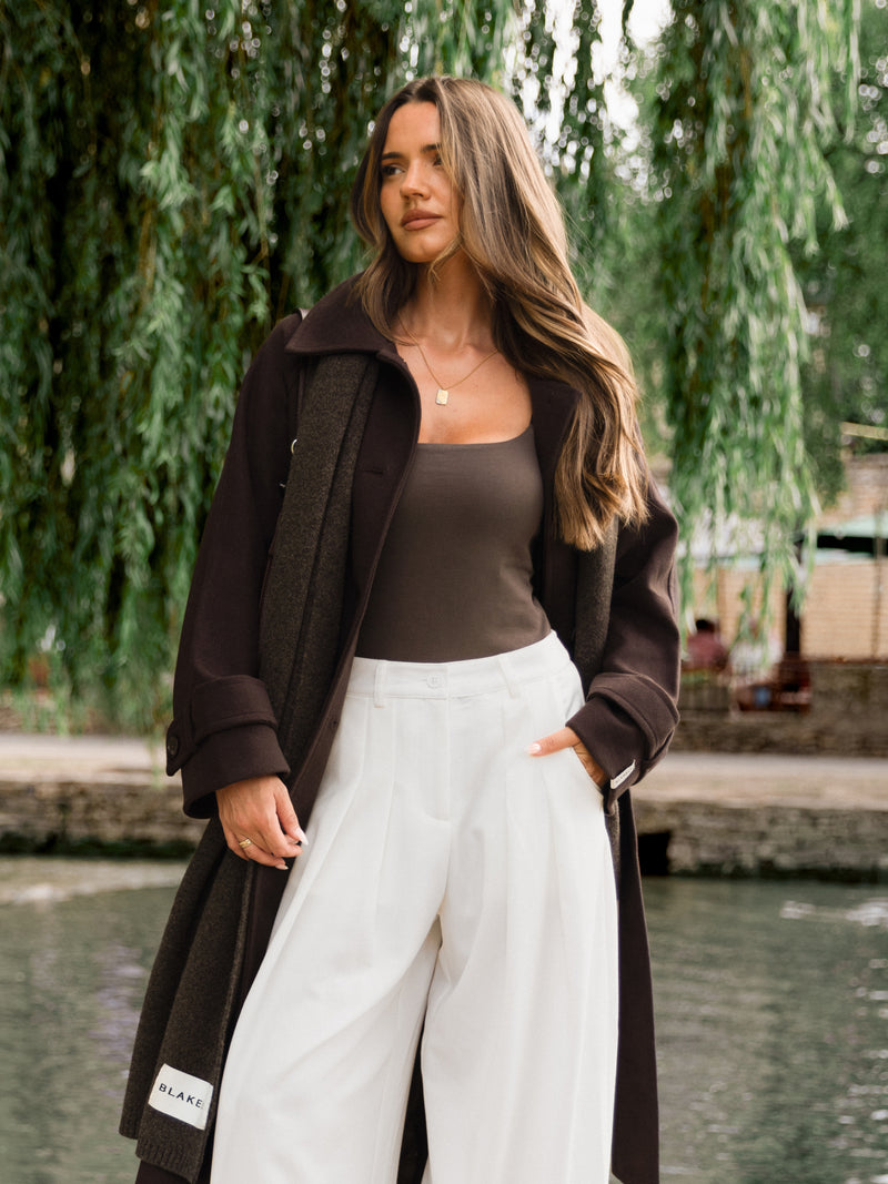 Madalyn Longline Coat - Dark Brown