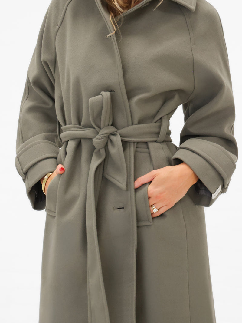 Madalyn Longline Coat - Safari Green