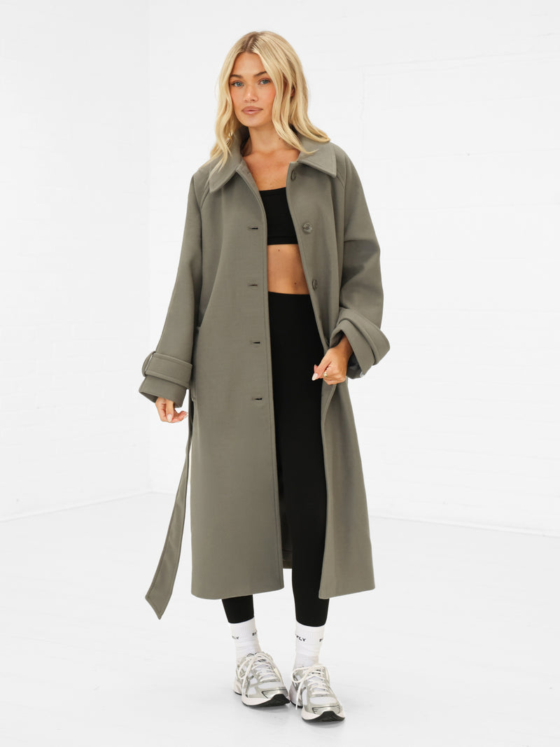 Madalyn Longline Coat - Safari Green