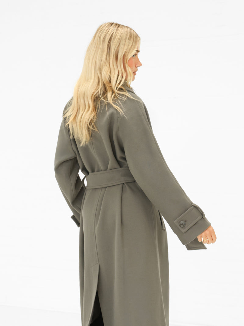 Madalyn Longline Coat - Safari Green