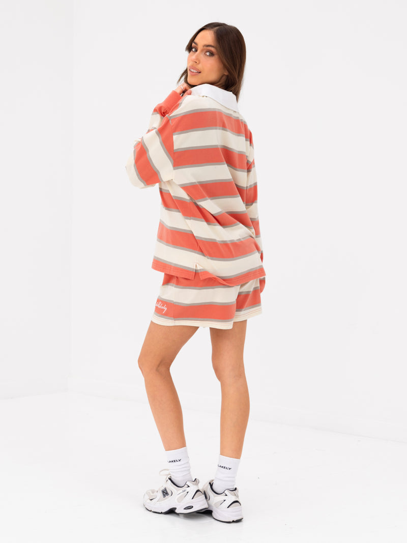 Skye Stripe Rugby Shirt - Orange Mix