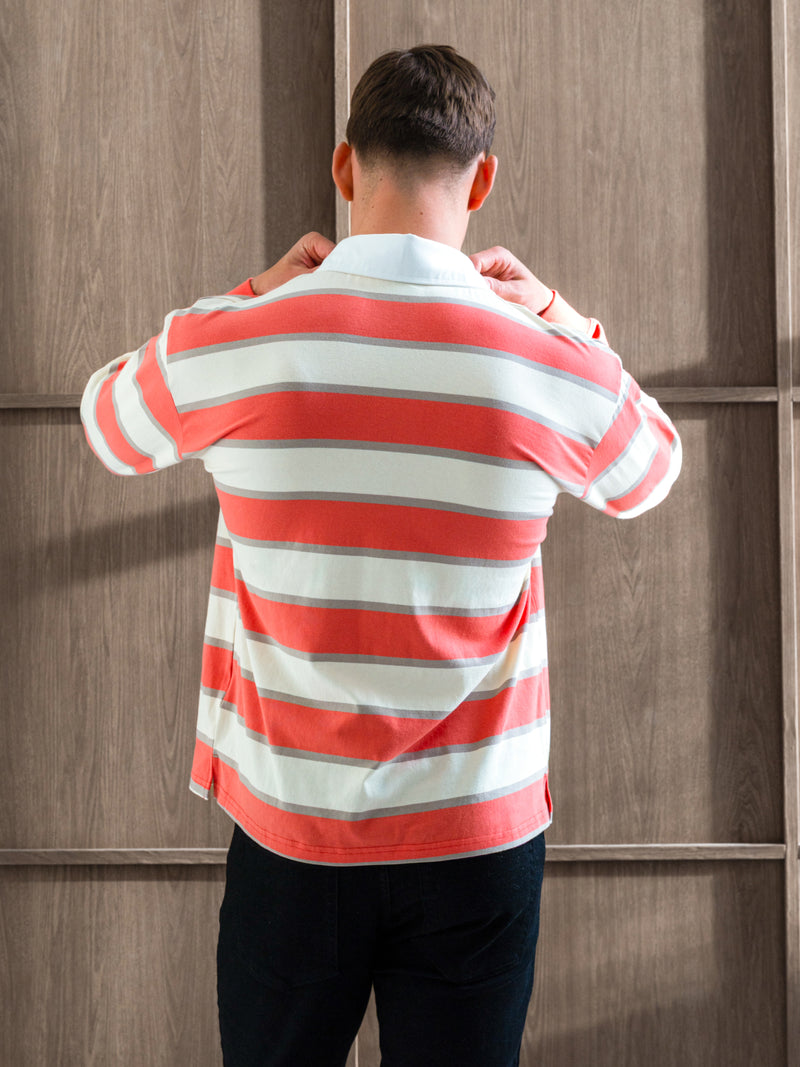 Stanley Stripe Rugby Shirt - Orange Mix