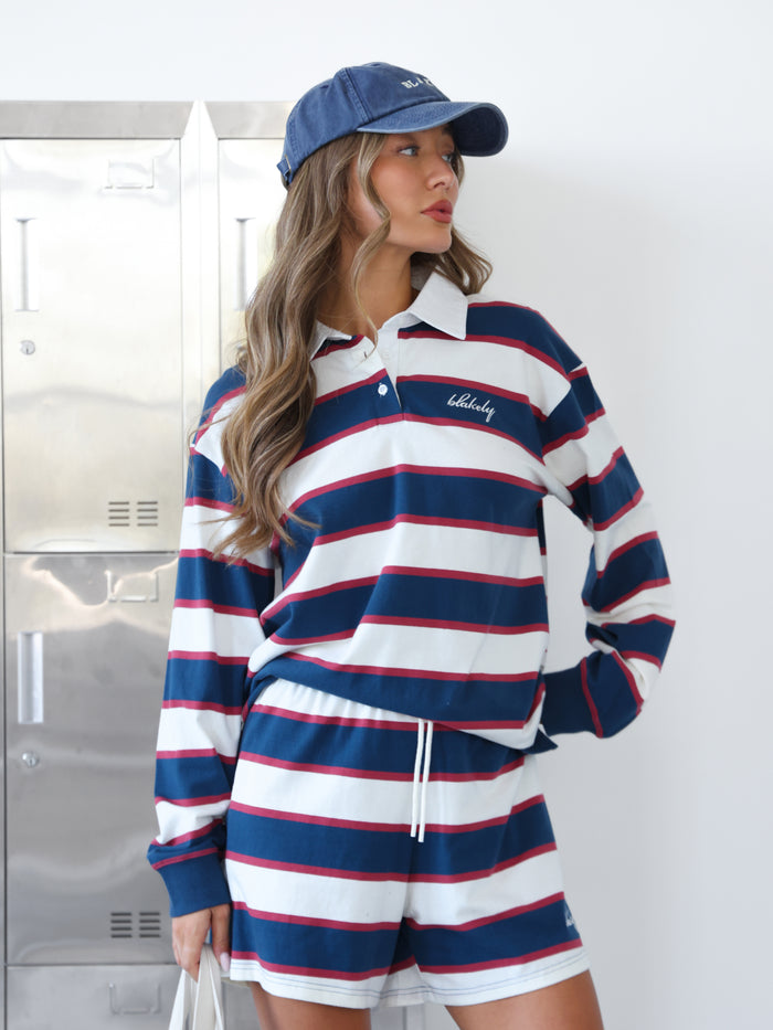 Skye Stripe Rugby Shirt - Red Mix