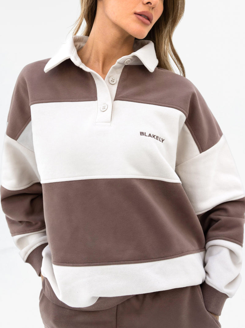 Harper Rugby Shirt - Light Brown & Off White