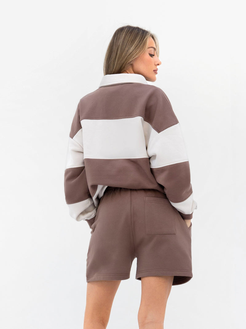 Harper Rugby Shirt - Light Brown & Off White