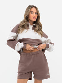 Harper Rugby Shirt - Light Brown & Off White